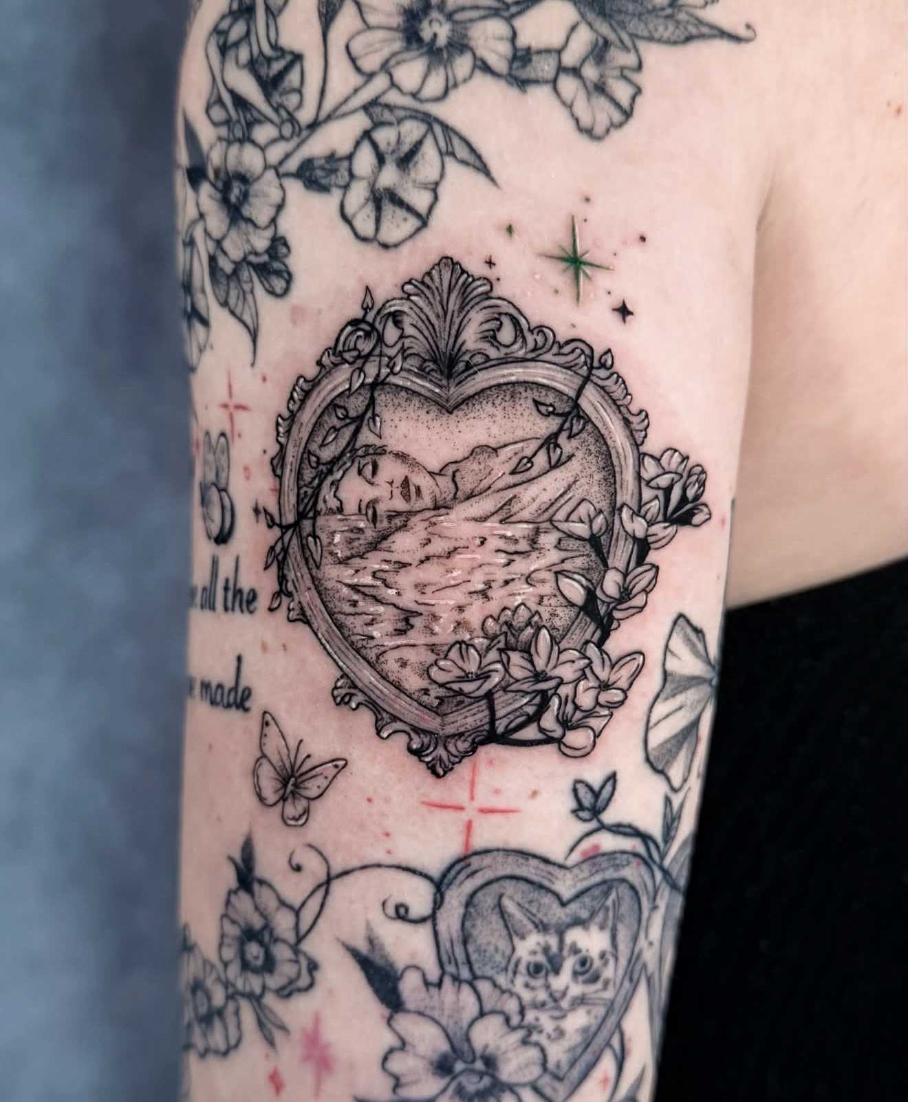 Fine line ornamental tattoo by Addison Powell at Diroka Tattoo Studio