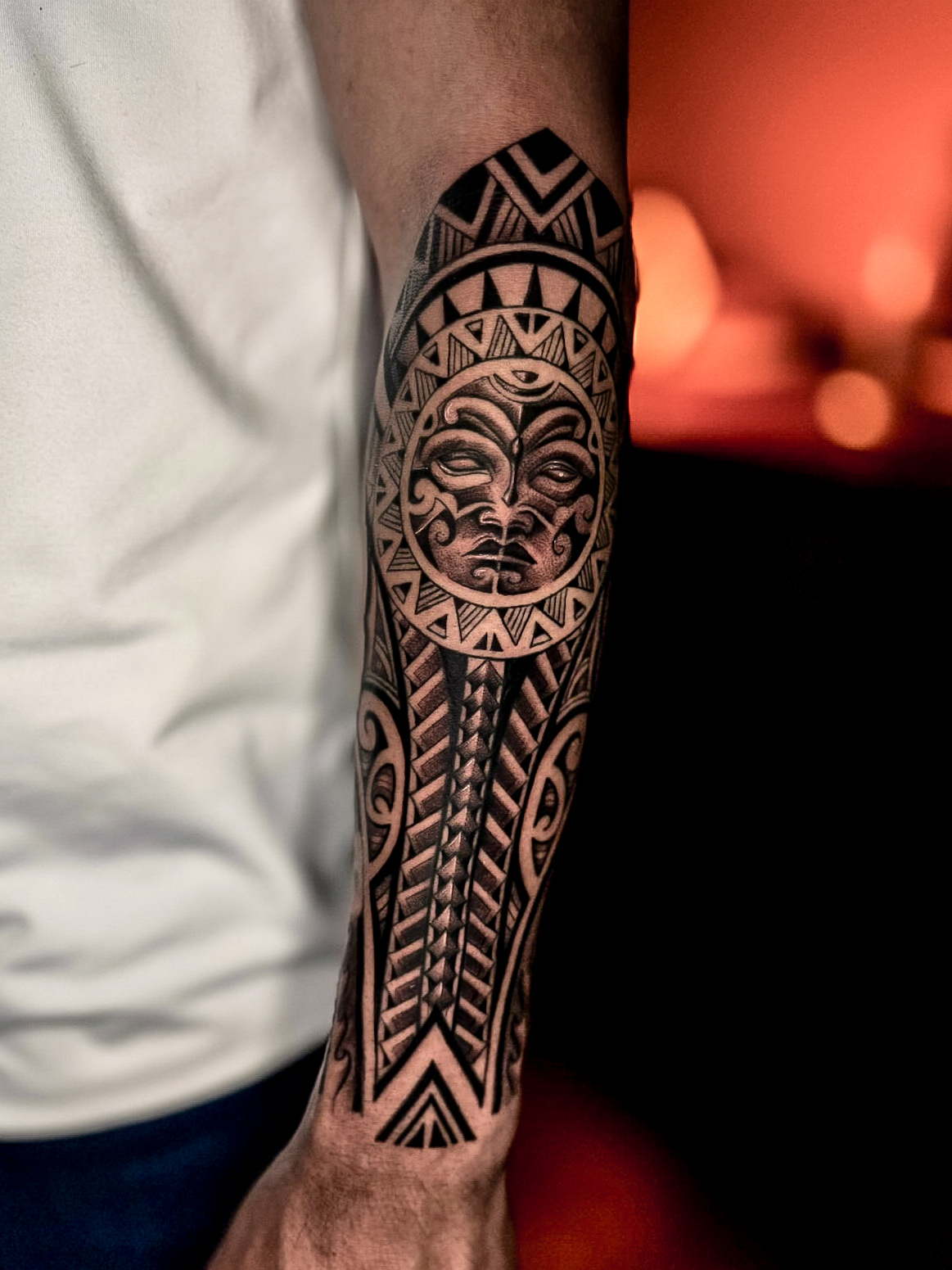 Custom Polynesian forearm tattoo by Eliana Brito at Diroka Tattoo Studio